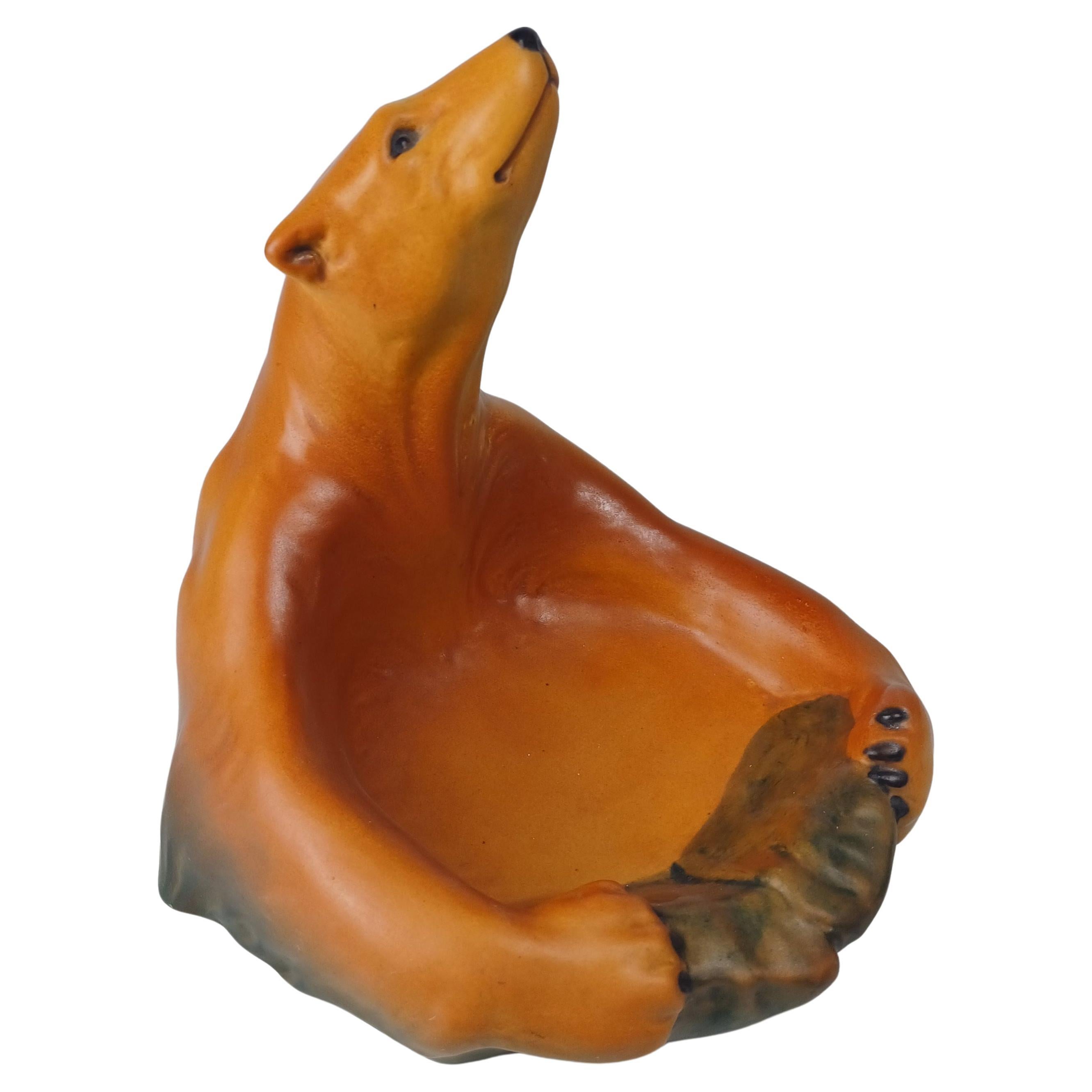 1920's Danish Art Nouveau Handcrafted Icebear Bowl - Ash Tray by P. Ipsens Enke For Sale