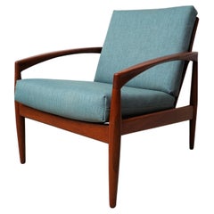 Sedia da salotto Kai Kristiansen in teak con coltelli di carta completamente restaurata e personalizzabile