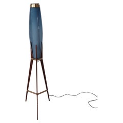 Vintage 1950s Svend Aage Holm Sørensen Rocket Floor Lamp With Hand Blown Opal Glass
