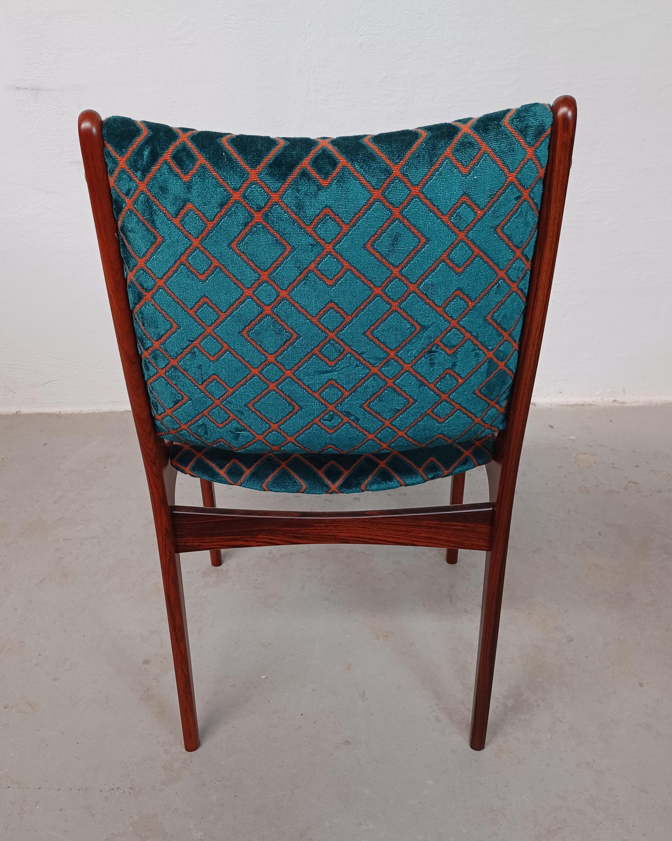 Acht anpassbare Johannes Andersen Palisander Esszimmerstühle Exellenter Condit (Leder) im Angebot