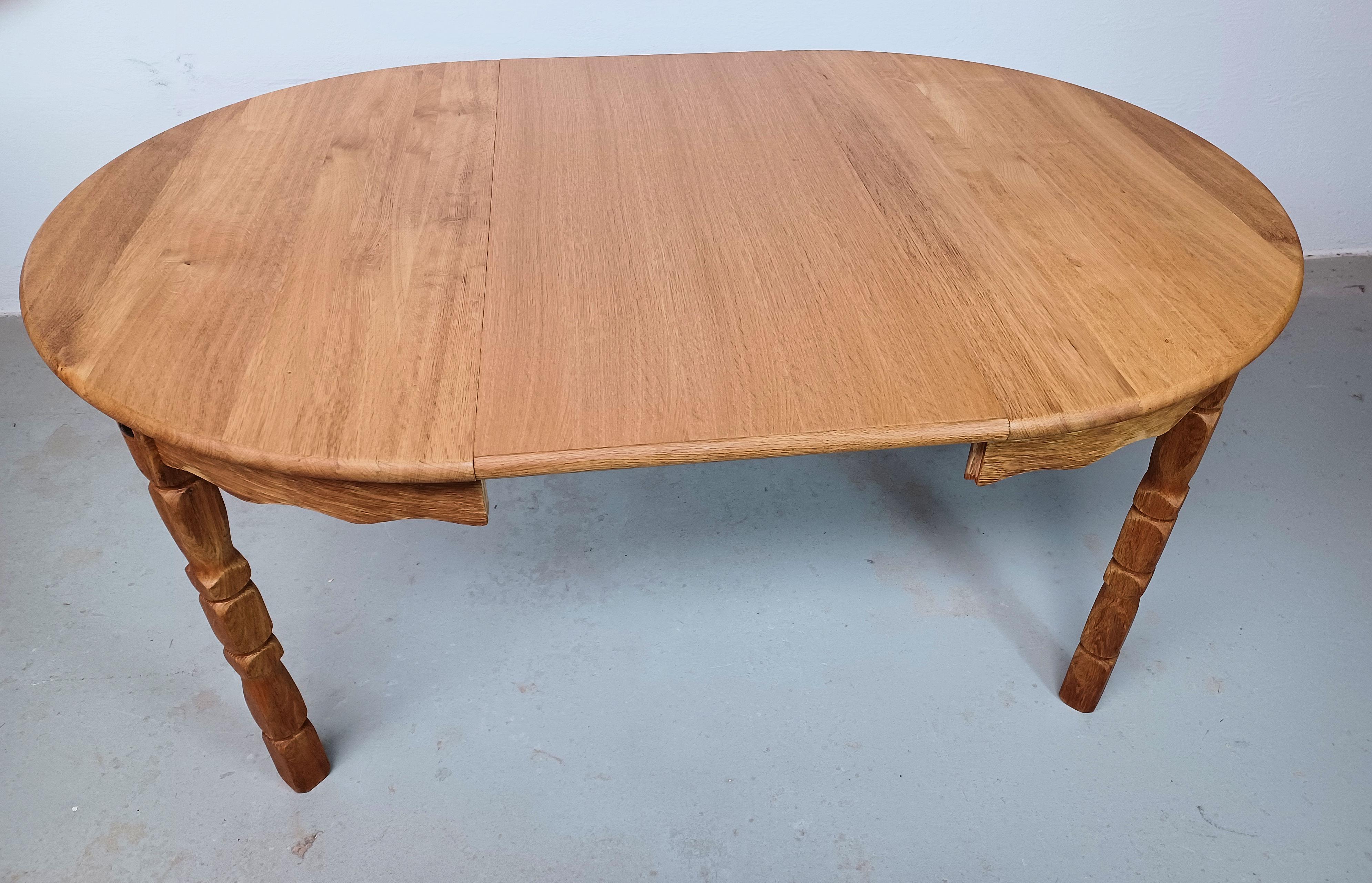 Late 20th Century 1970s Restored Henning Kjærnulf Dining Table in Solid Oak with Two Extensions For Sale