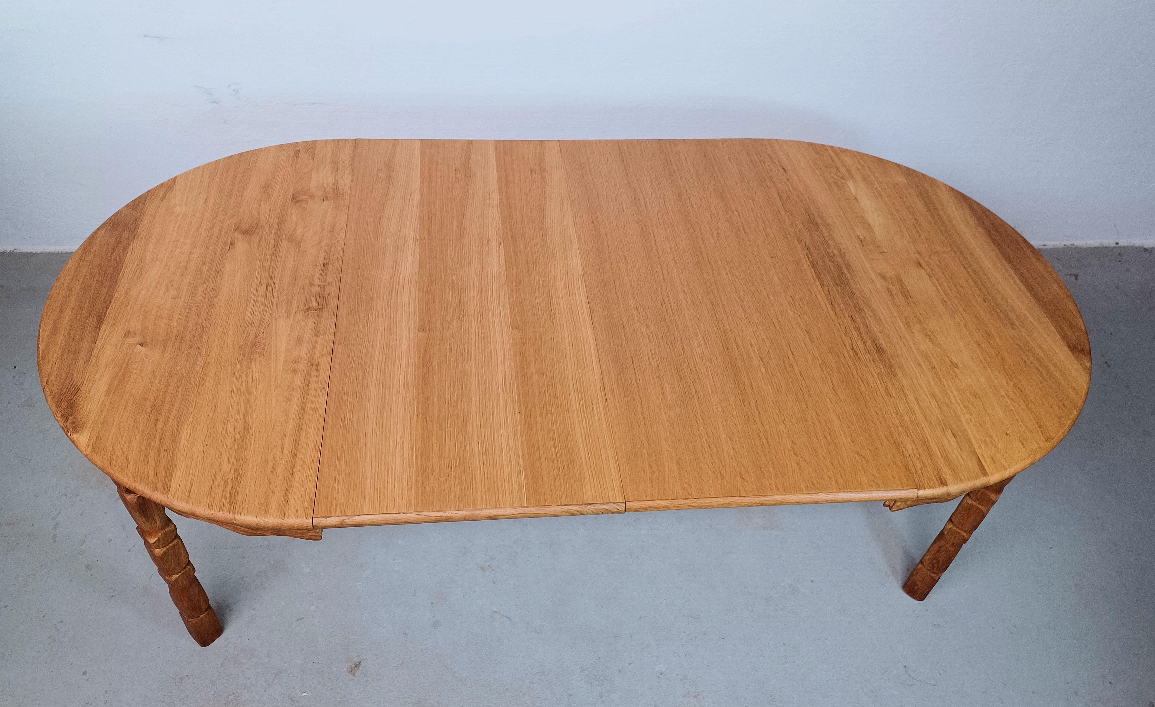 1970s Restored Henning Kjærnulf Dining Table in Solid Oak with Two Extensions For Sale 2