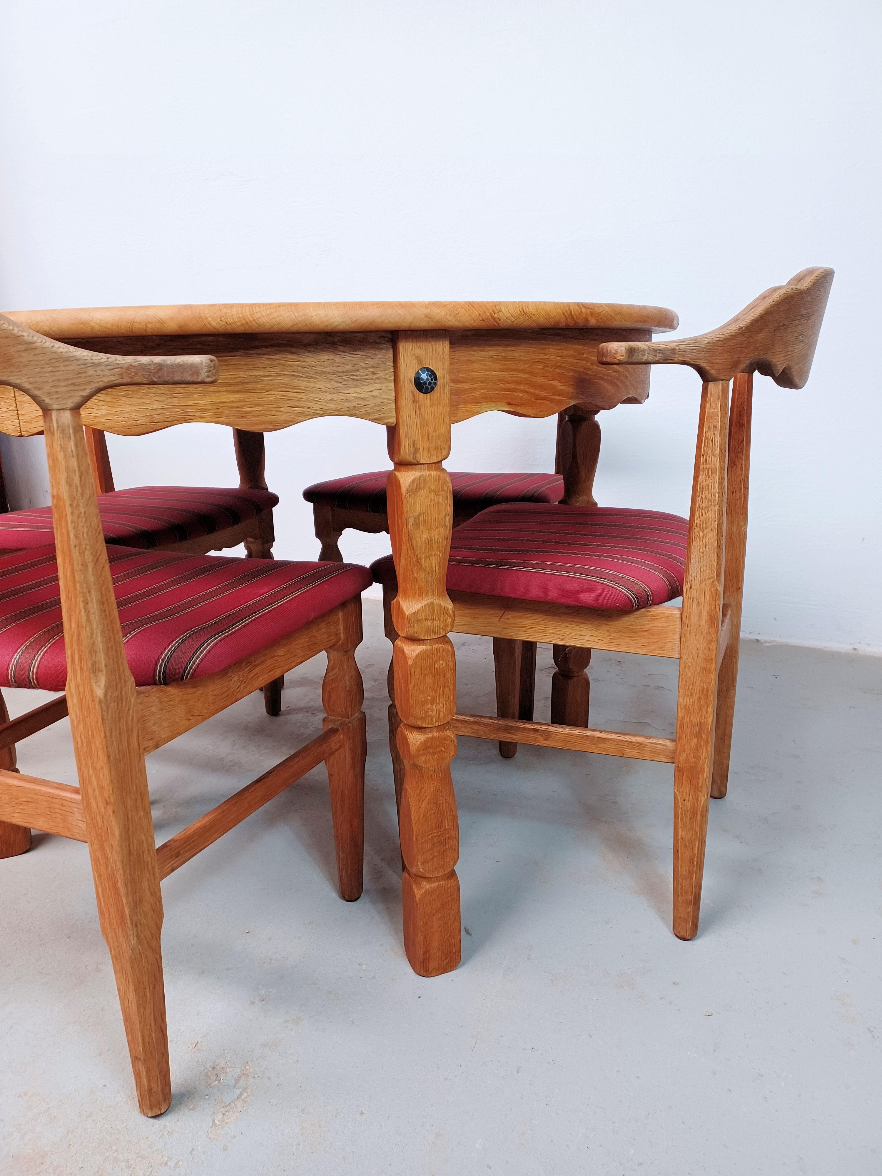 1970s Restored Henning Kjærnulf Dining Table in Solid Oak with Two Extensions For Sale 9