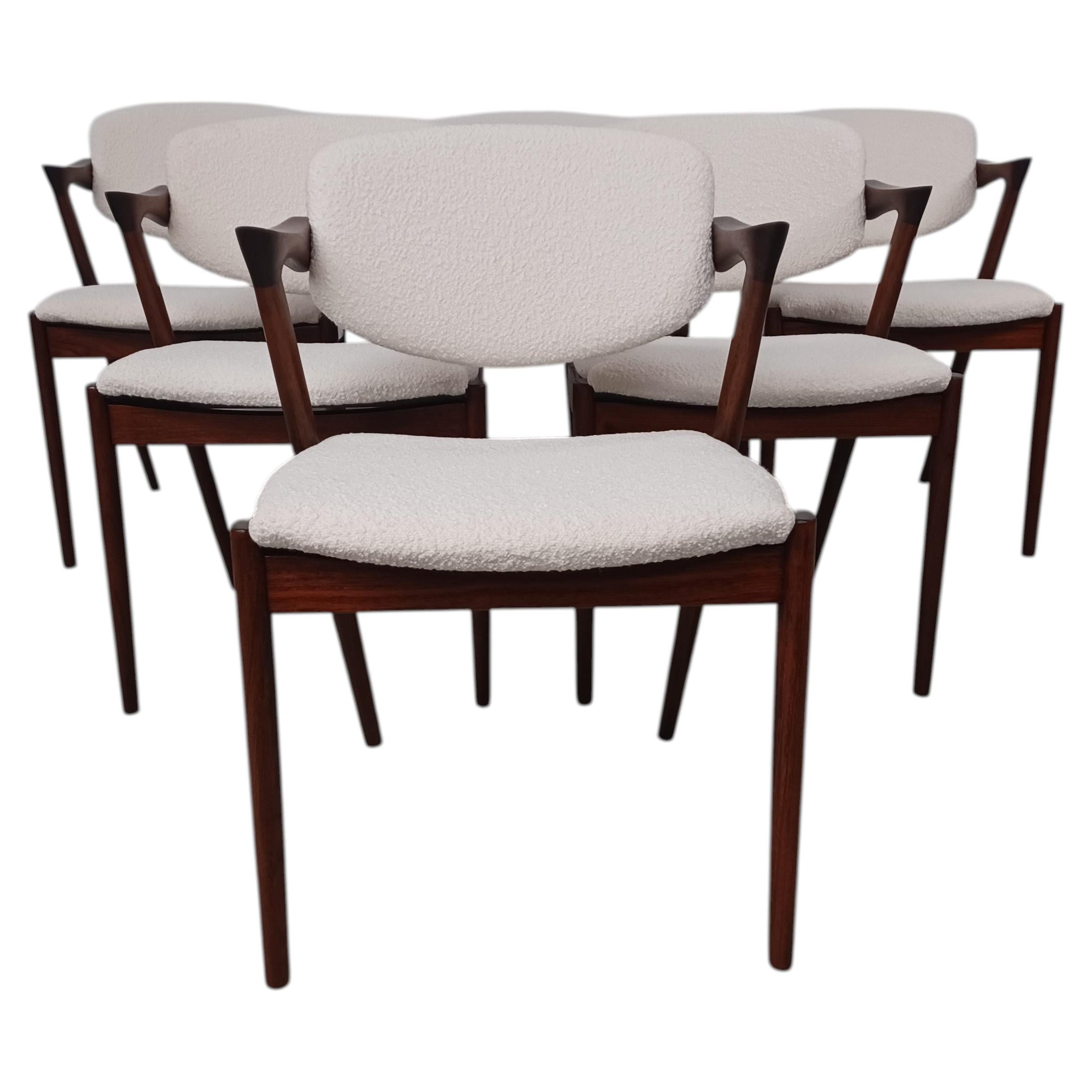 Six Restored Customizable Kai Kristiansen Rosewood Chairs Excellent Condition For Sale