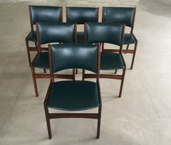 Set di sei sedie da pranzo Erik Buch restaurate in teak massiccio, con rivestimento personalizzato