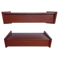 1960s Set of Two Restored Danish Floating Teak Nightstands Excellent Condition