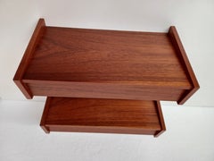 1960s Set of Two Restored Danish Floating Teak Nightstands Excellent Condition