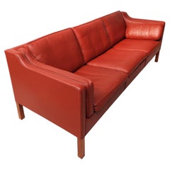 1970s Børge Mogensen 3 Seater Model 2213 Leather Sofa in Very Good Condition