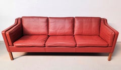 1970s Børge Mogensen 3 Seater Model 2213 Leather Sofa in Very Good Condition