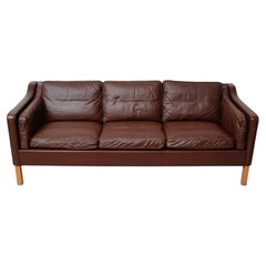 1970s Danish Scandinavian Modern 3 seater Leather Sofa