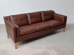 1970s Danish Scandinavian Modern 3 seater Leather Sofa