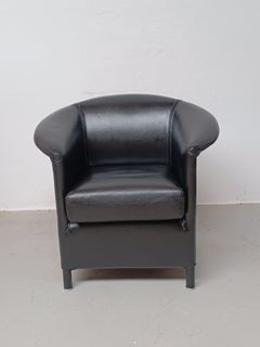 1980s Paolo Piva Aura Lounge Chair in Black Leather
