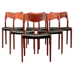 1960s Niels Otto Møller Six Fully Restored Teak Dining Chairs Custom Upholstery