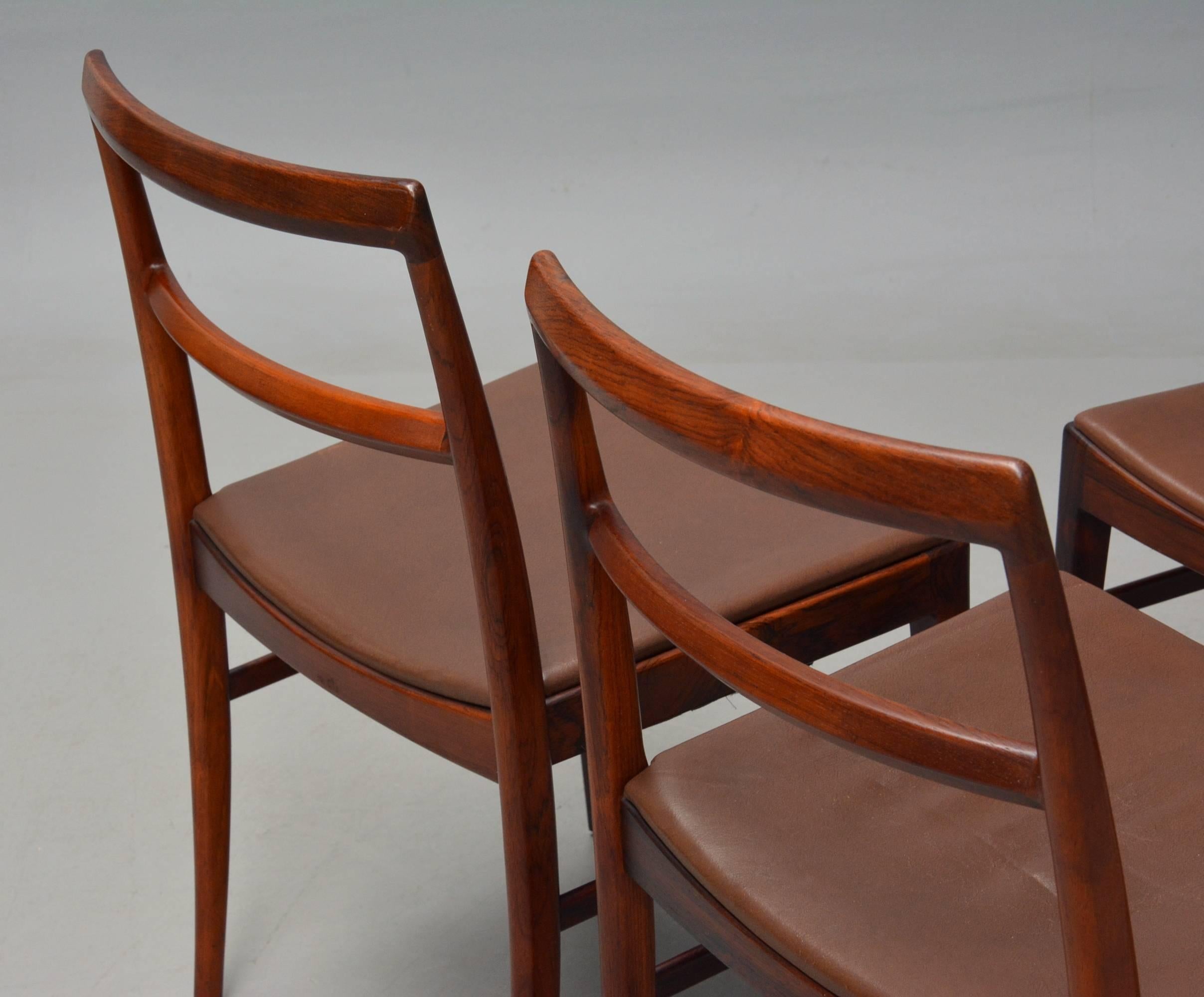 Scandinavian Modern 1950s Arne Vodder Set of Four Model 430 Dining Chairs in Rosewood - Sibast