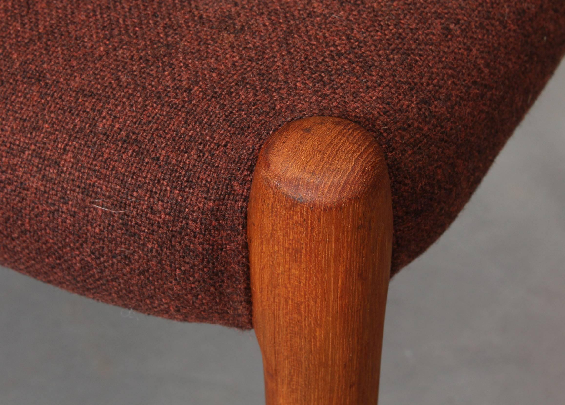 1960s Niels Otto Møller Model 79 Teak Bordaux Red Dining Chairs for J.L. Møllers 2