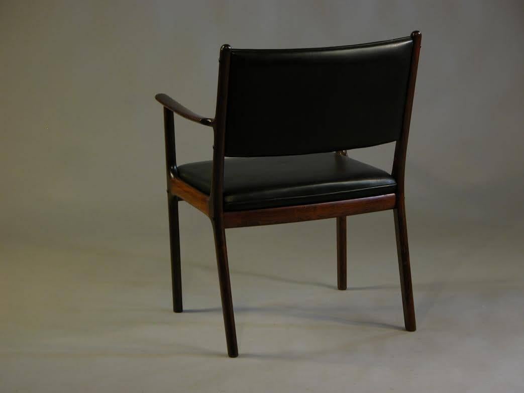 Danish 1950s Ole Wanscher PJ412 Black Rosewood Armchair and Side Table for P. Jeppesen
