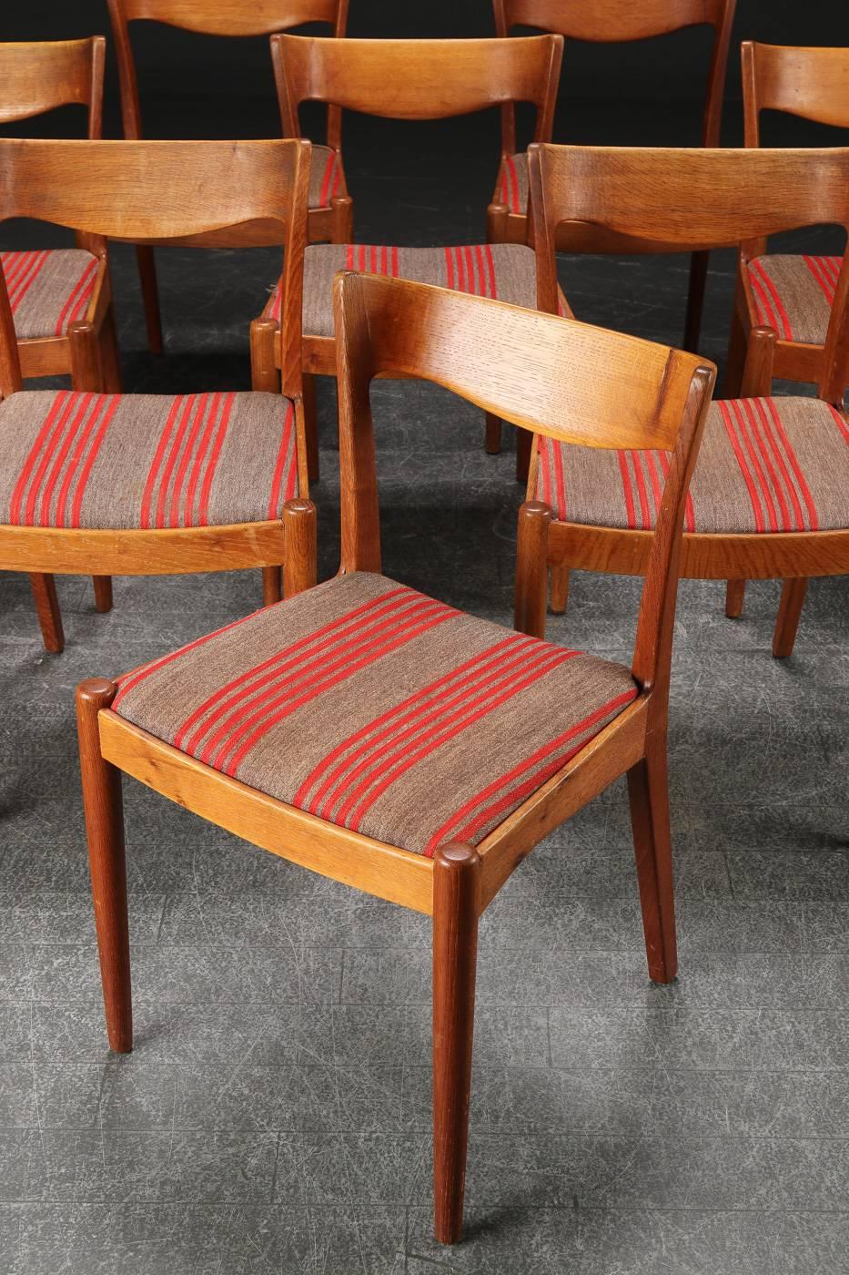 Mid-Century Modern 1950s Ib Kofoed Larsen Oak Dining Chairs for Slagelse Møbelværk
