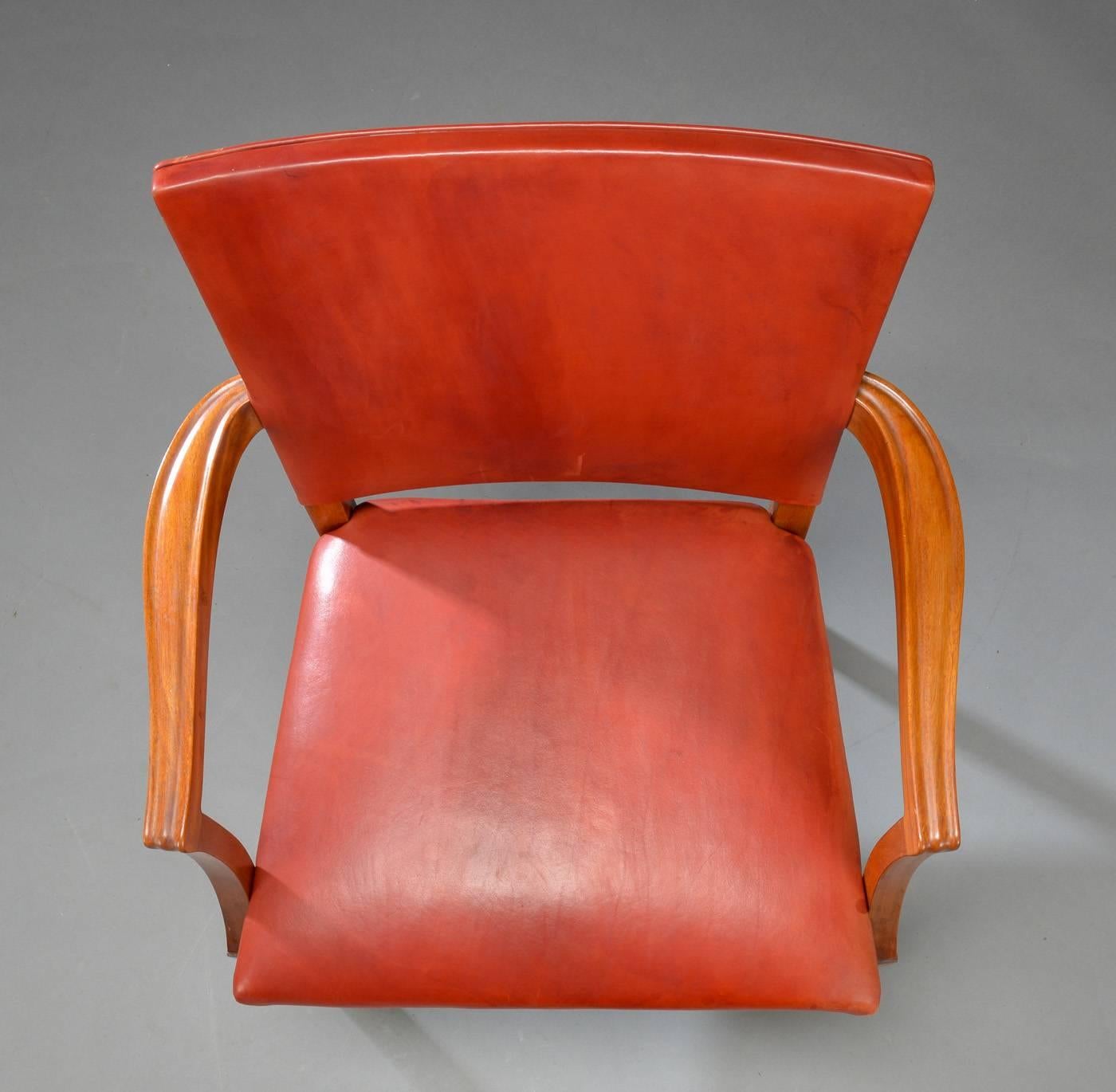 Woodwork 1935 Kaare Klint Barcelona Armchairs in Mahogany and Red Leather - Rud Rasmussen