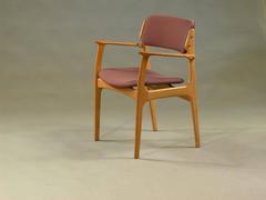 1970s Erik Buch Model 50 Armchair in Oak and Purple Fabric Odense Maskinsnedkeri
