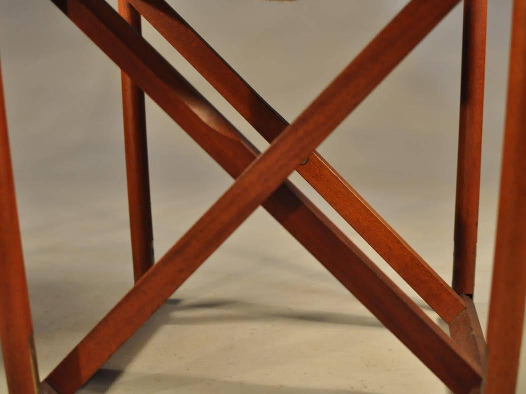 1930s Mogens Koch MK-16 Safari Folding Chairs in Teak, Brass and Black Leather 2