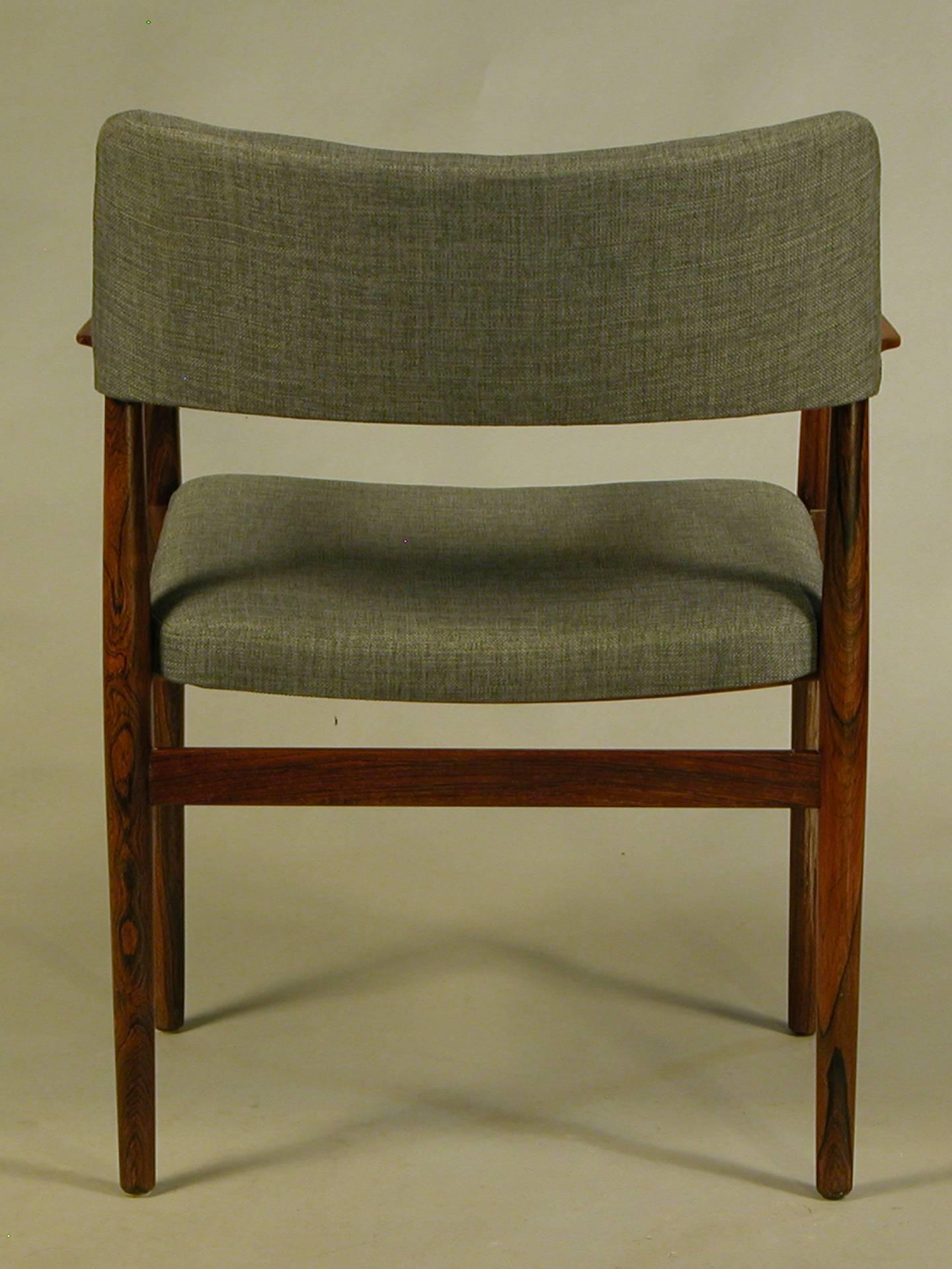 Scandinavian Modern 1960s Erik Wørts Armchair in Rosewood and Grey Fabric for Sorø Møbelfabrik
