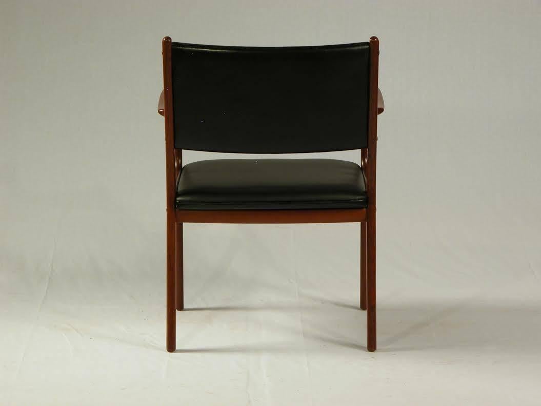 Woodwork 1950s Ole Wanscher PJ 412 Armchair in Mahogany and Black Leather