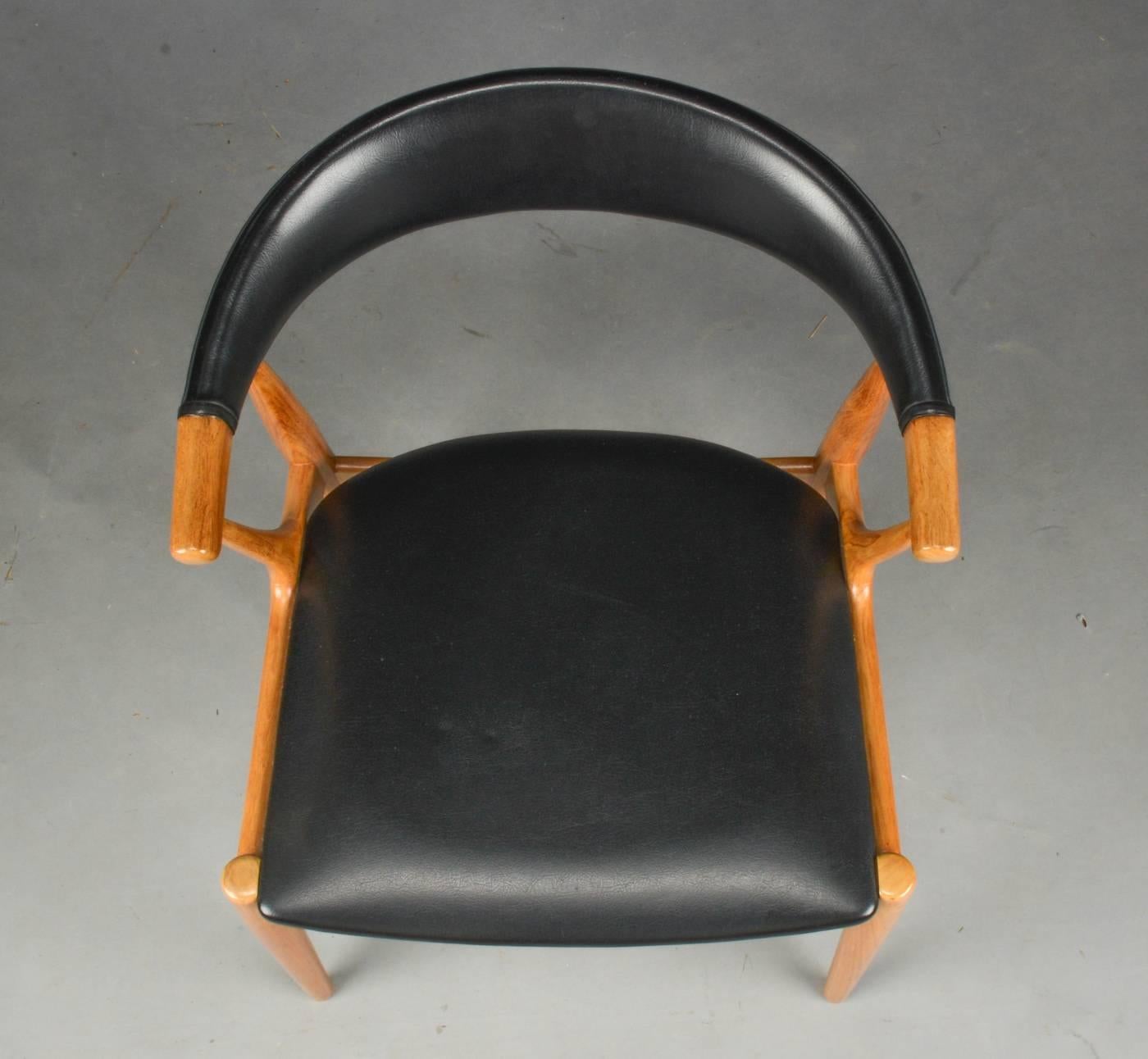 Danish 1960s Johannes Andersen Model BA 113 Dining Chairs - Teak and Black Leatherette