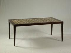 1970s Severin Hansen Rosewood Sofa Table with Royal Copenhagen Ceramic - Haslev