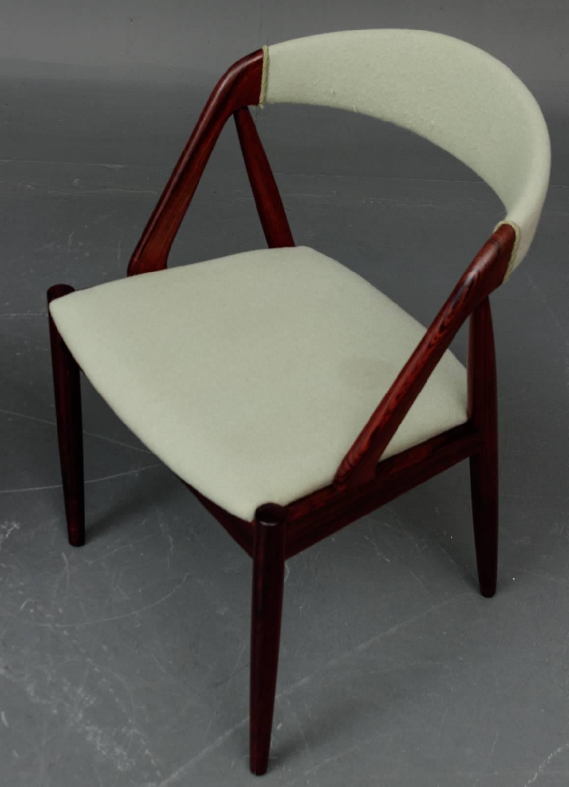 Danish 1960s Six Kai Kristiansen Model 31 Dining Chairs in Rosewood - Mint Green Fabric