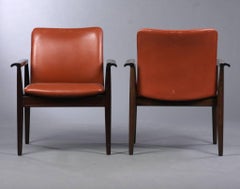 1960s Finn Juhl Model 209 Diplomat Chair in Mahogany and Brown Leather - Cado