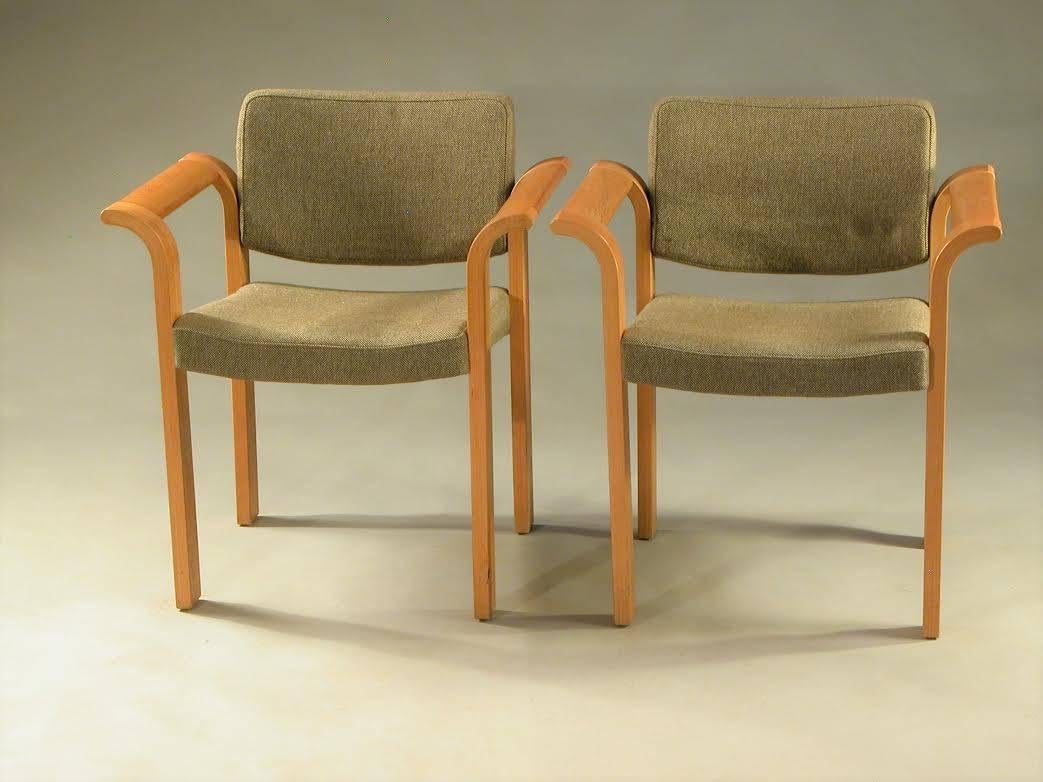 Danish Rud Thygesen and Johnny Sorensen Conference Armchairs in Oak Inc. Reupholstery For Sale