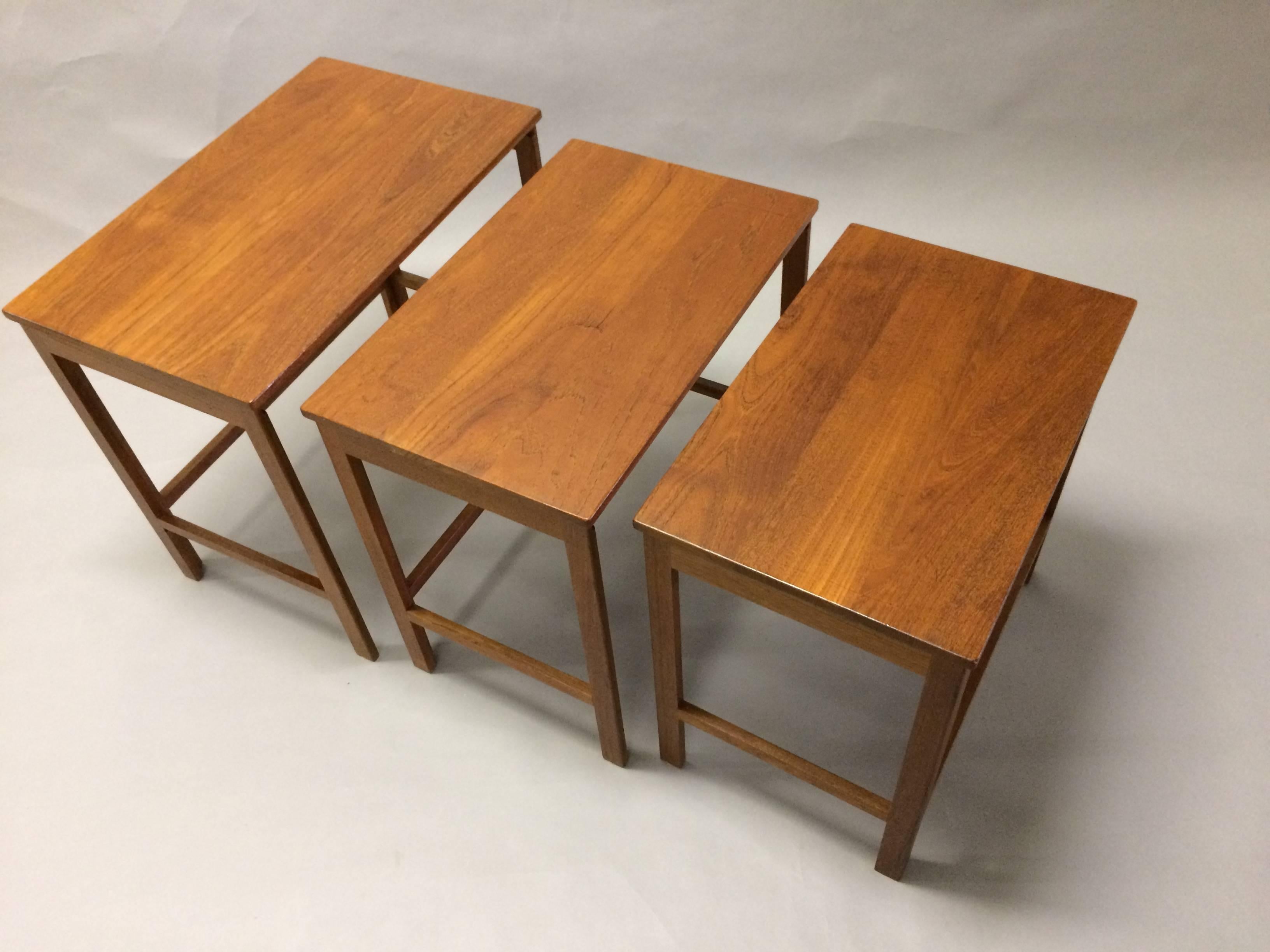 Scandinavian Modern 1960s Peter Hvidt and Orla Mølgaard Set of Nesting Tables in Teak