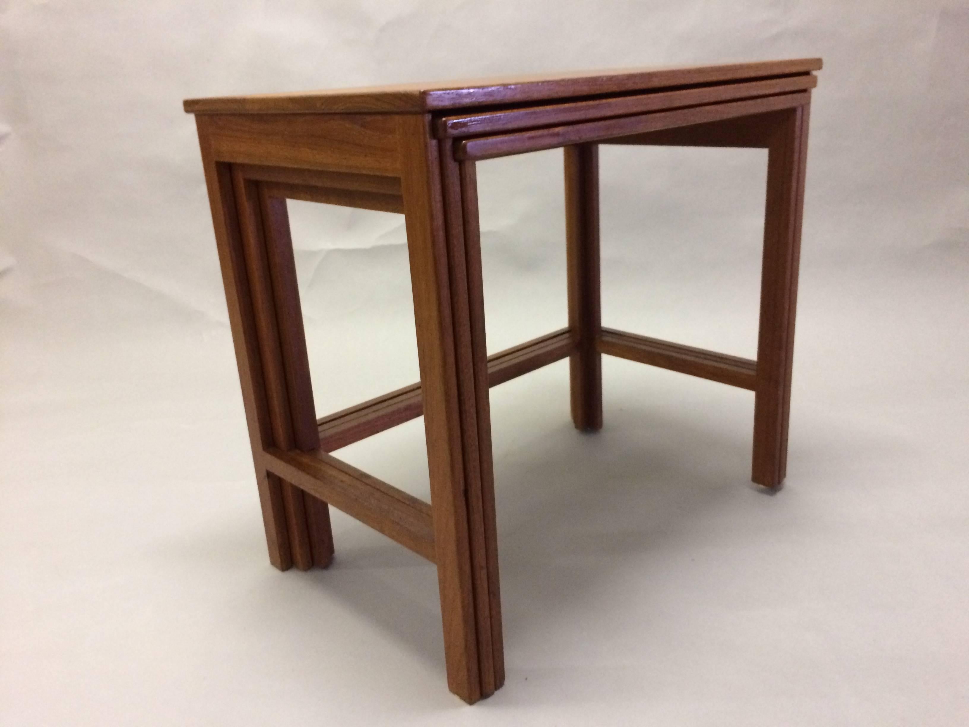 Woodwork 1960s Peter Hvidt and Orla Mølgaard Set of Nesting Tables in Teak