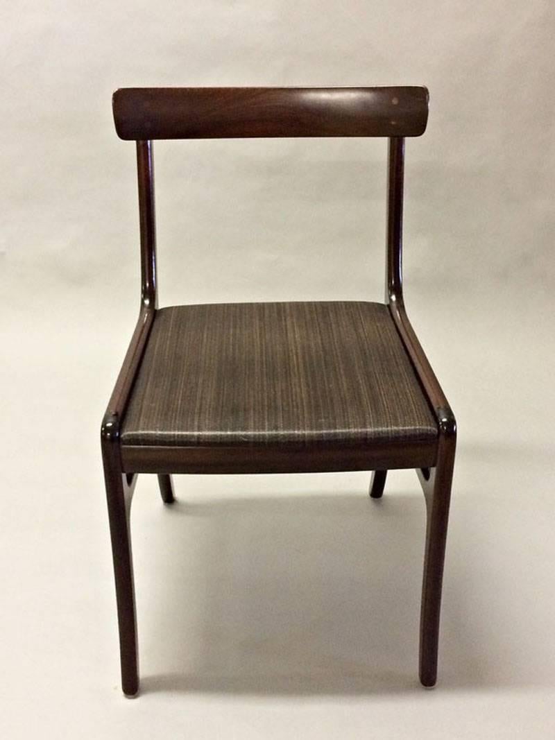 Mid-Century Modern 1960s Ole Wanscher Rungstedlund Chairs in Mahogany and Brown Horsehair Covers