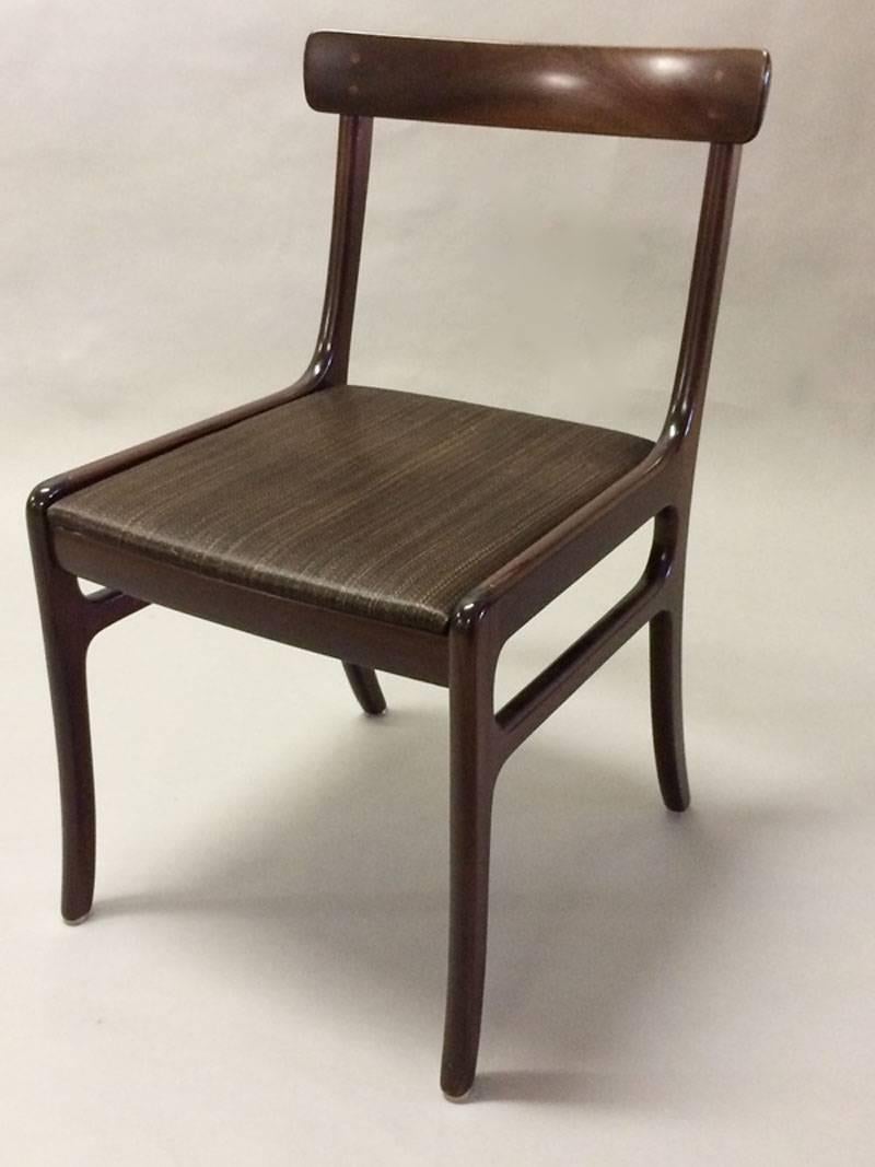 Danish 1960s Ole Wanscher Rungstedlund Chairs in Mahogany and Brown Horsehair Covers