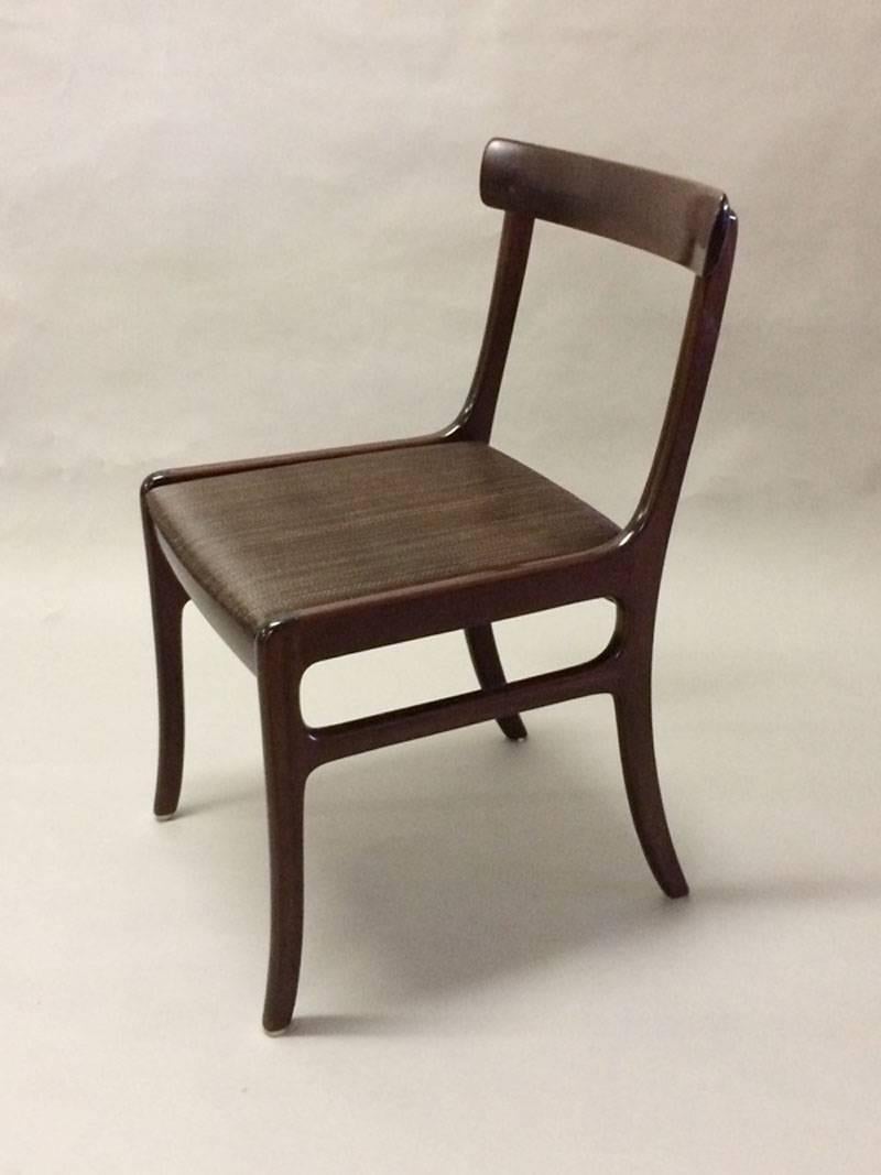 Woodwork 1960s Ole Wanscher Rungstedlund Chairs in Mahogany and Brown Horsehair Covers