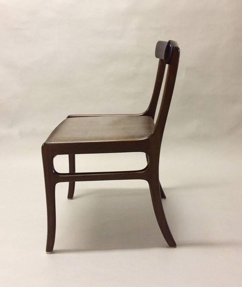1960s Ole Wanscher Rungstedlund Chairs in Mahogany and Brown Horsehair Covers In Good Condition In Knebel, DK