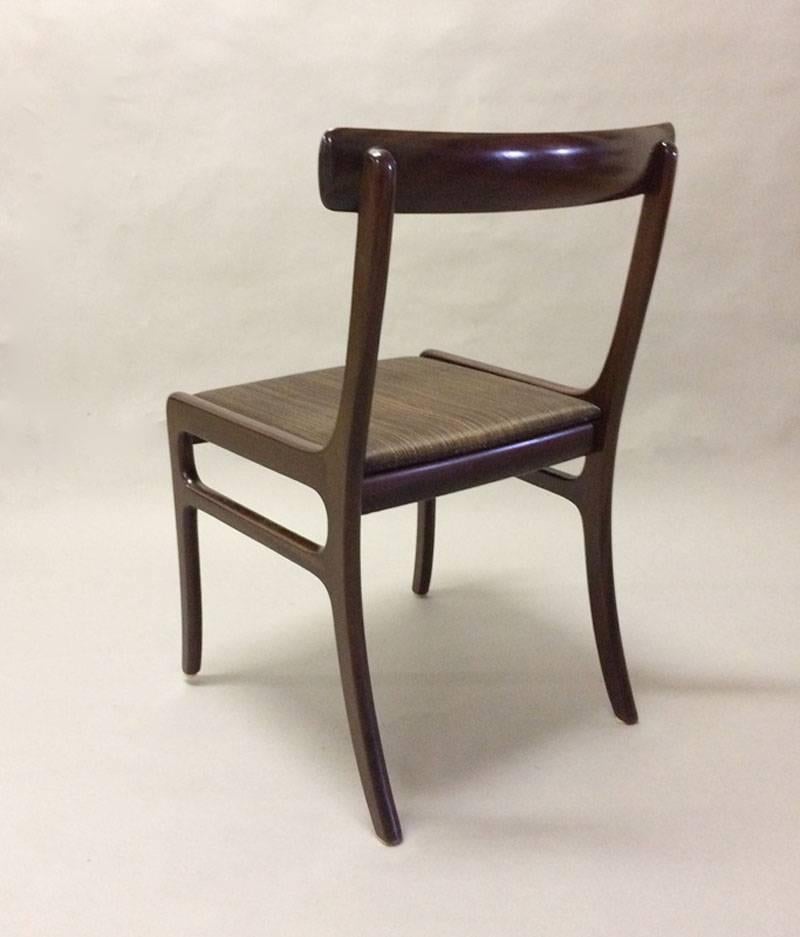 Mid-20th Century 1960s Ole Wanscher Rungstedlund Chairs in Mahogany and Brown Horsehair Covers