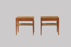 1950s Severin Hansen Nightstands in Teak and Cane, Haslev Mobelfabrik