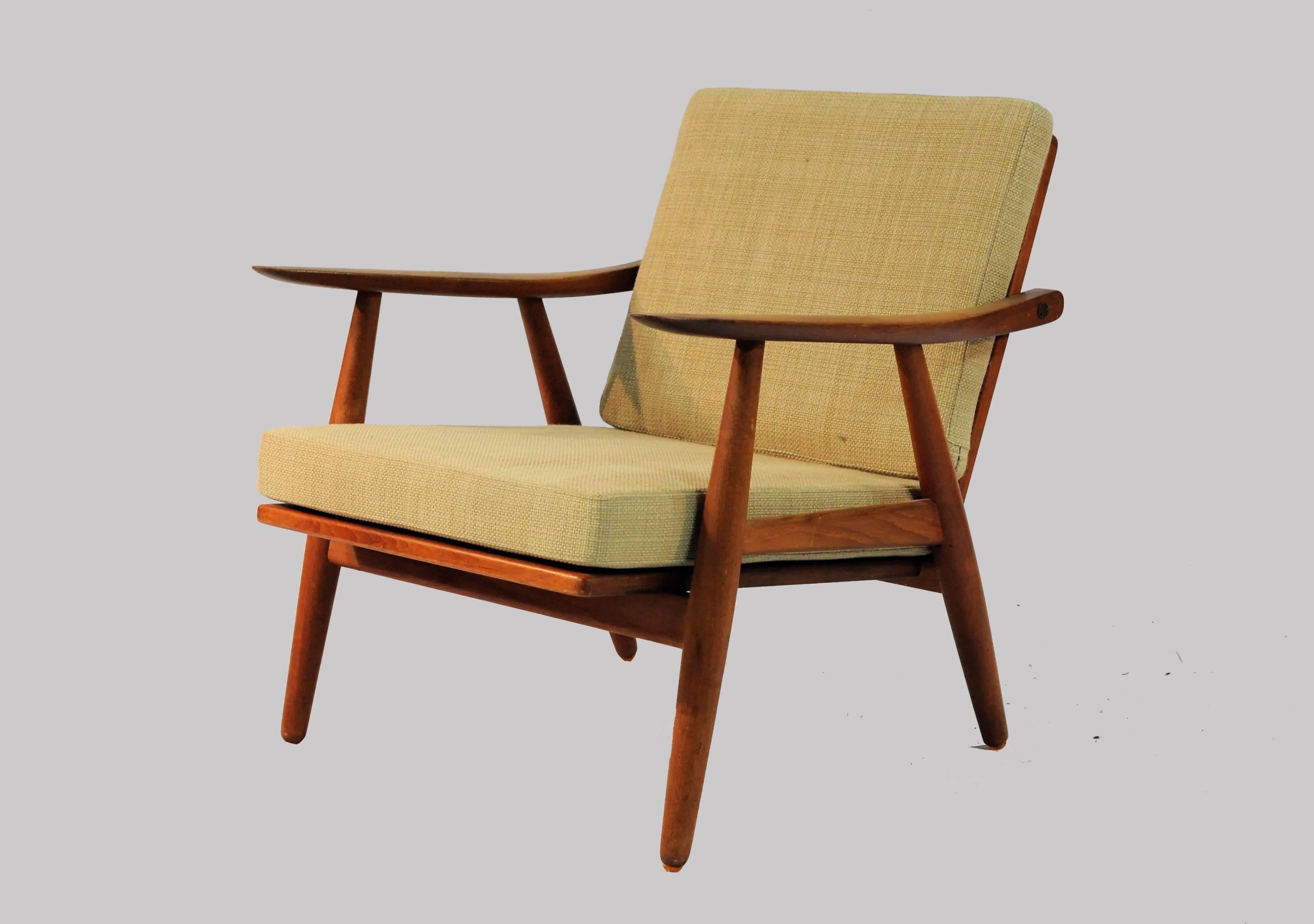 Woodwork 1950s Set of Two H.J. Wegner Model 240 Oak Lounge Chairs, GETAMA