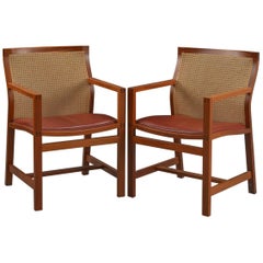 1980s Rud Thygesen and Johnny Sorensen Set of two King Series Mahogany Armchairs