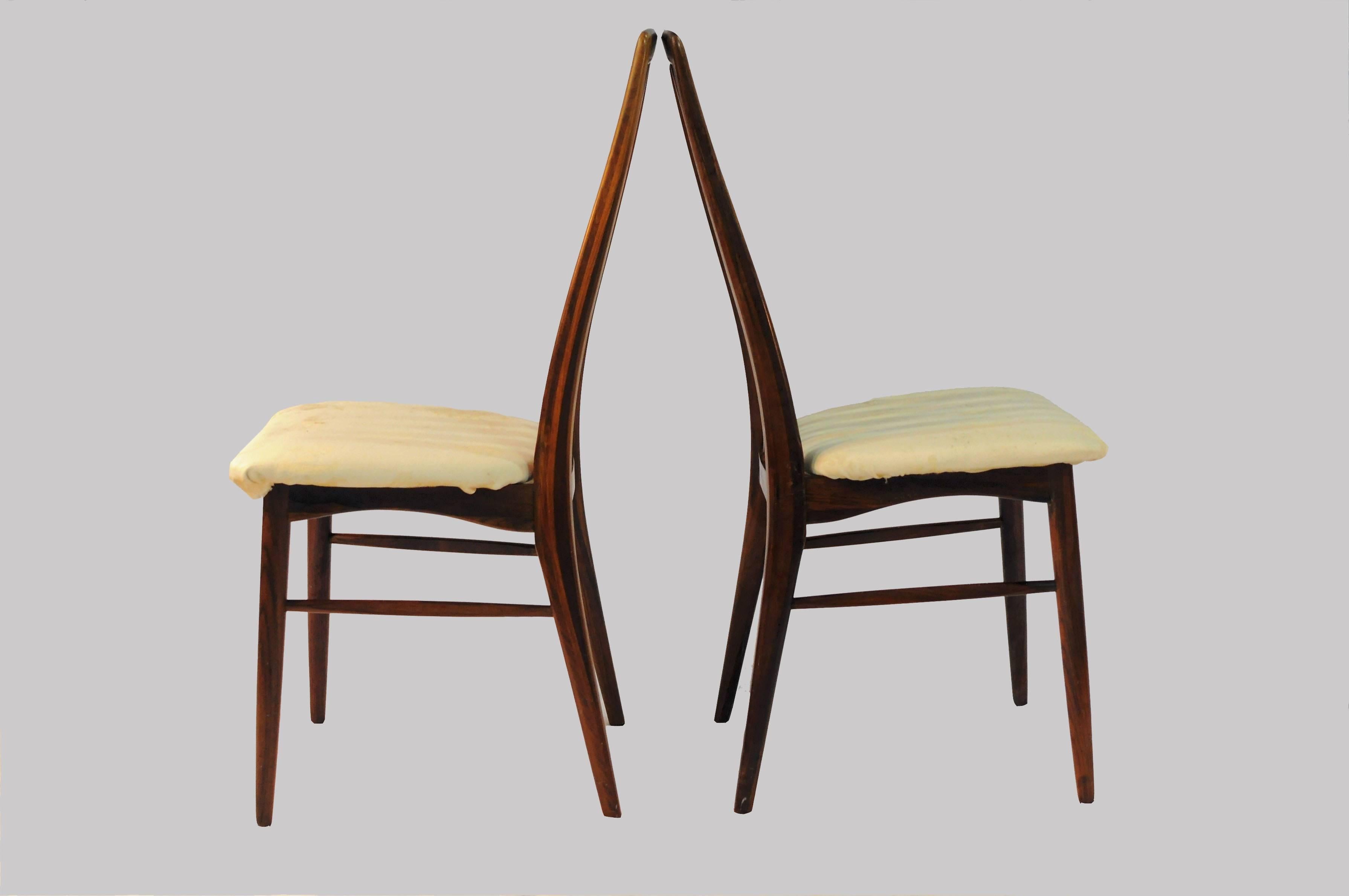 Scandinavian Modern 1960s Set of Six Niels Koefoed Dining Chairs Model Eva by Koefoeds Mobelfabrik