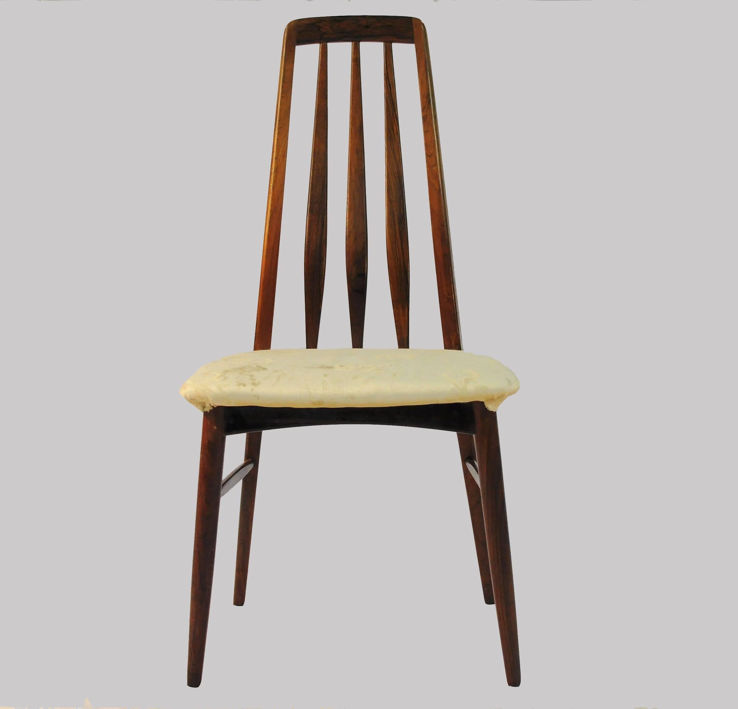 1960s Set of Six Niels Koefoed Dining Chairs Model Eva by Koefoeds Mobelfabrik In Good Condition In Knebel, DK