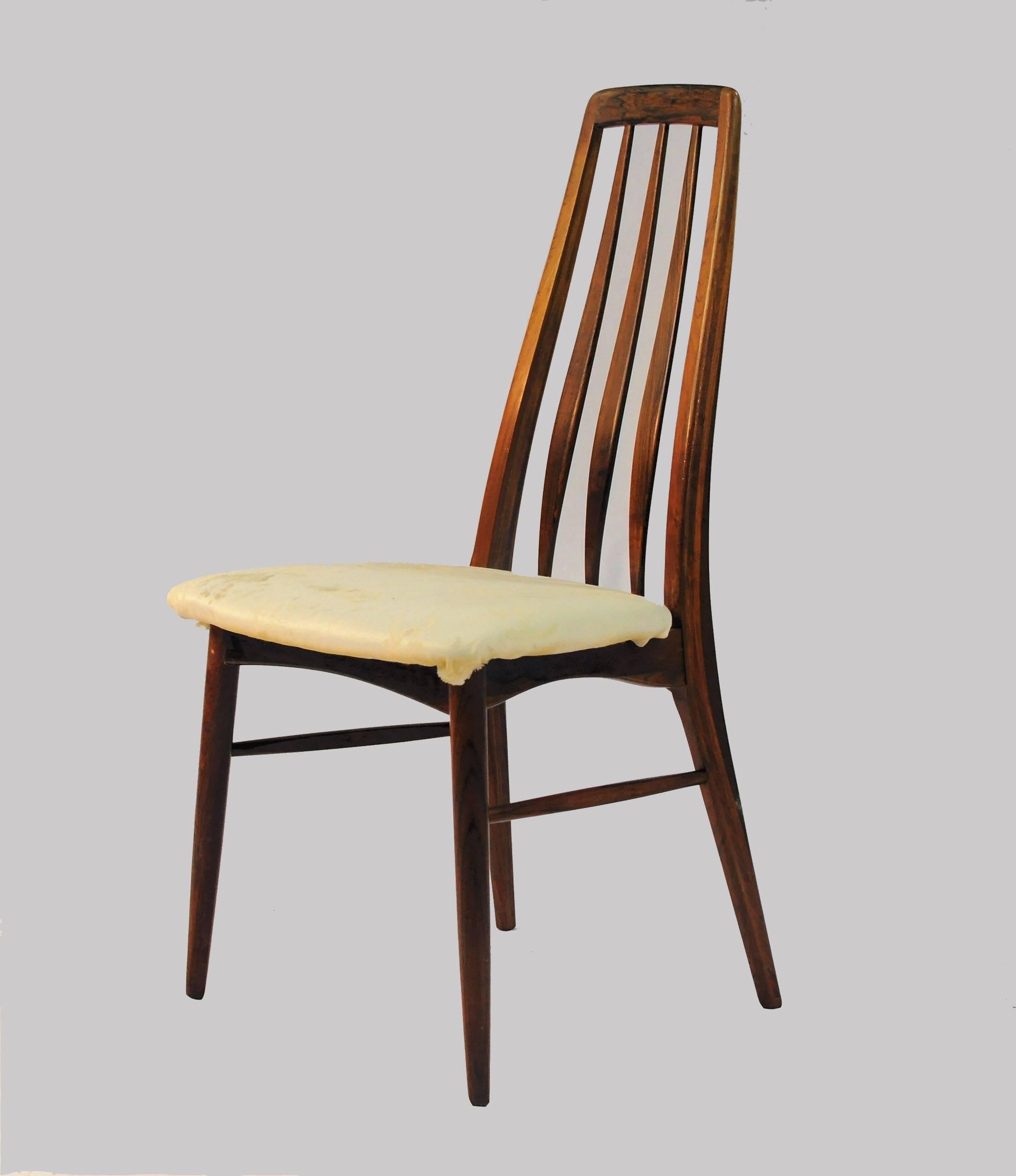 Mid-20th Century 1960s Set of Six Niels Koefoed Dining Chairs Model Eva by Koefoeds Mobelfabrik