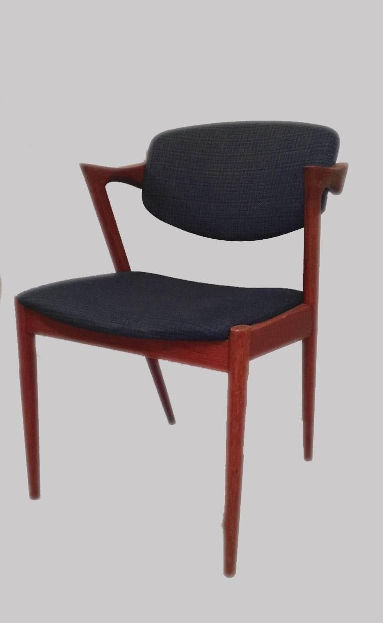 Scandinavian Modern 1960s Kai Kristiansen Set of Six Dining Chairs in Teak - Inc. Reupholstery