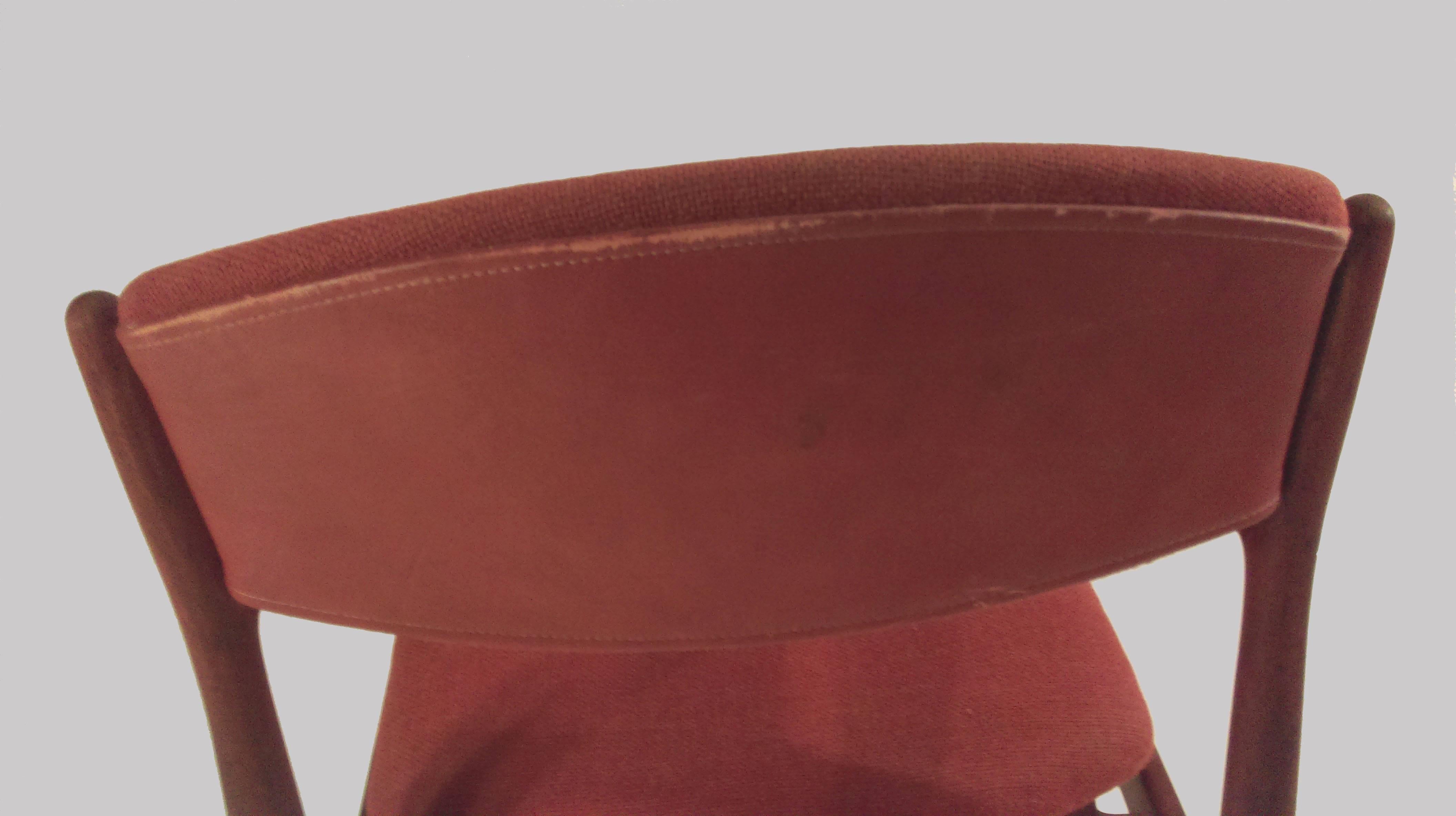 Mid-20th Century 1950s Harbo Sølvsten Armchair in Teak, Red fabric and Leather For Sale