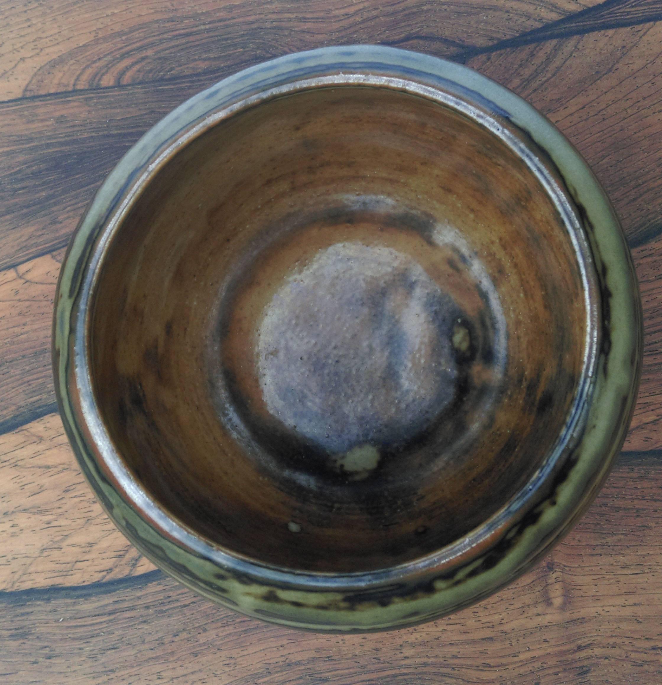 Scandinavian Modern 1960s Knud Kyhn for Royal Copenhagen Brown Ceramic Jar