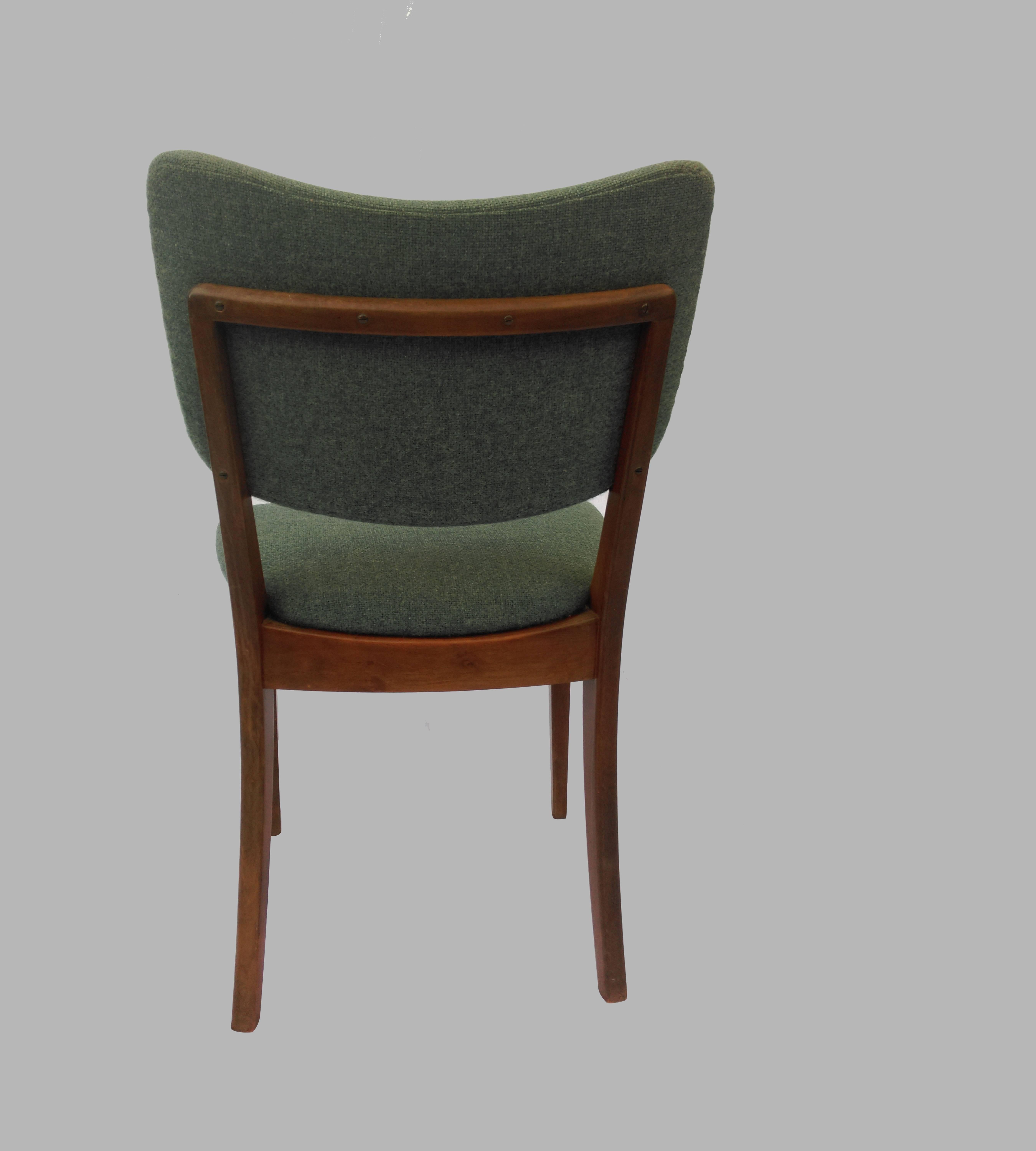 1940s Set of Two Danish Dining Chairs in Tanned Beech and Blue Fabric 2