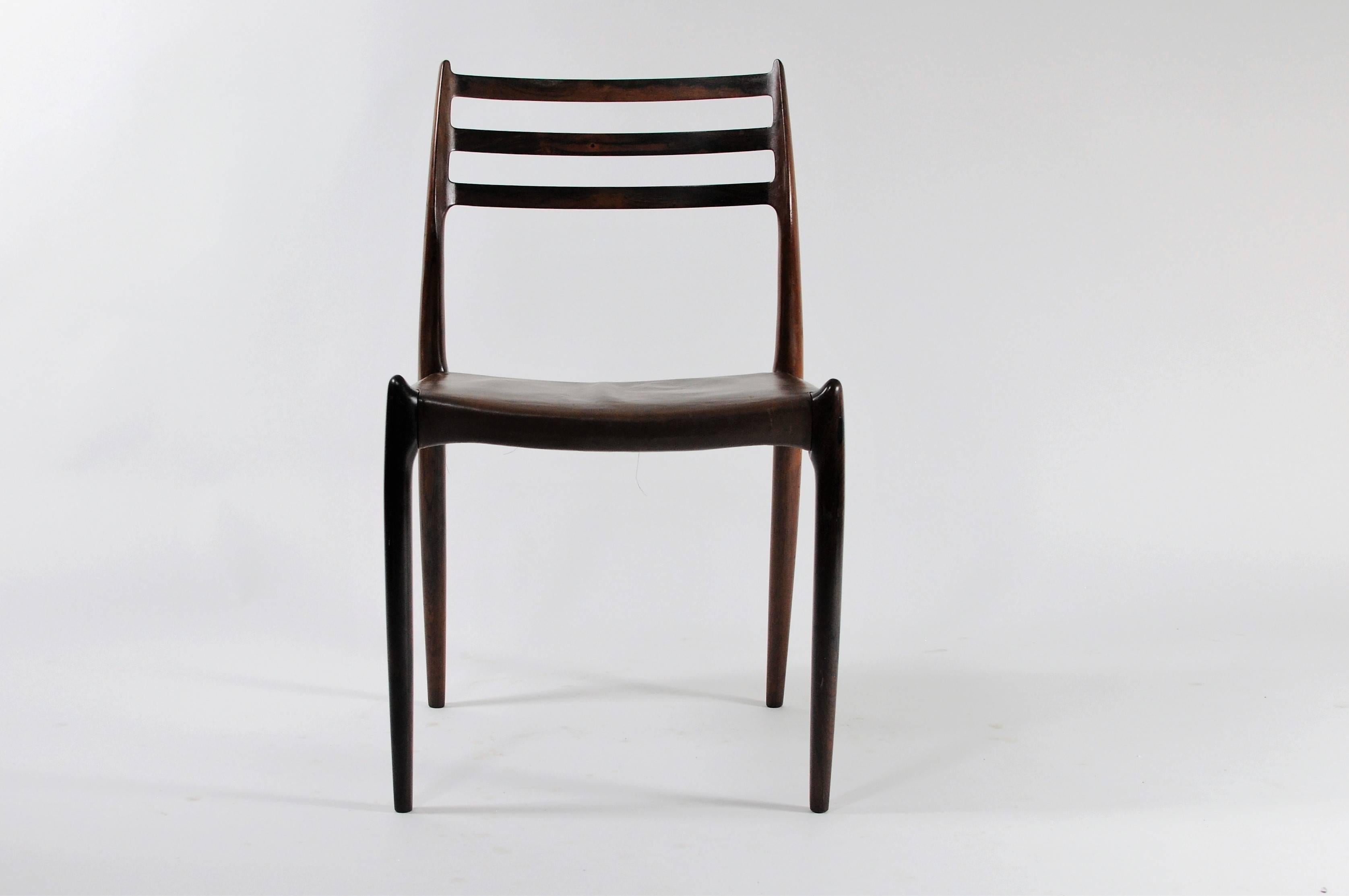 Scandinavian Modern 1950s Niels Moller Eight Restored Dining Chairs in Rosewood - Custom Upholstery