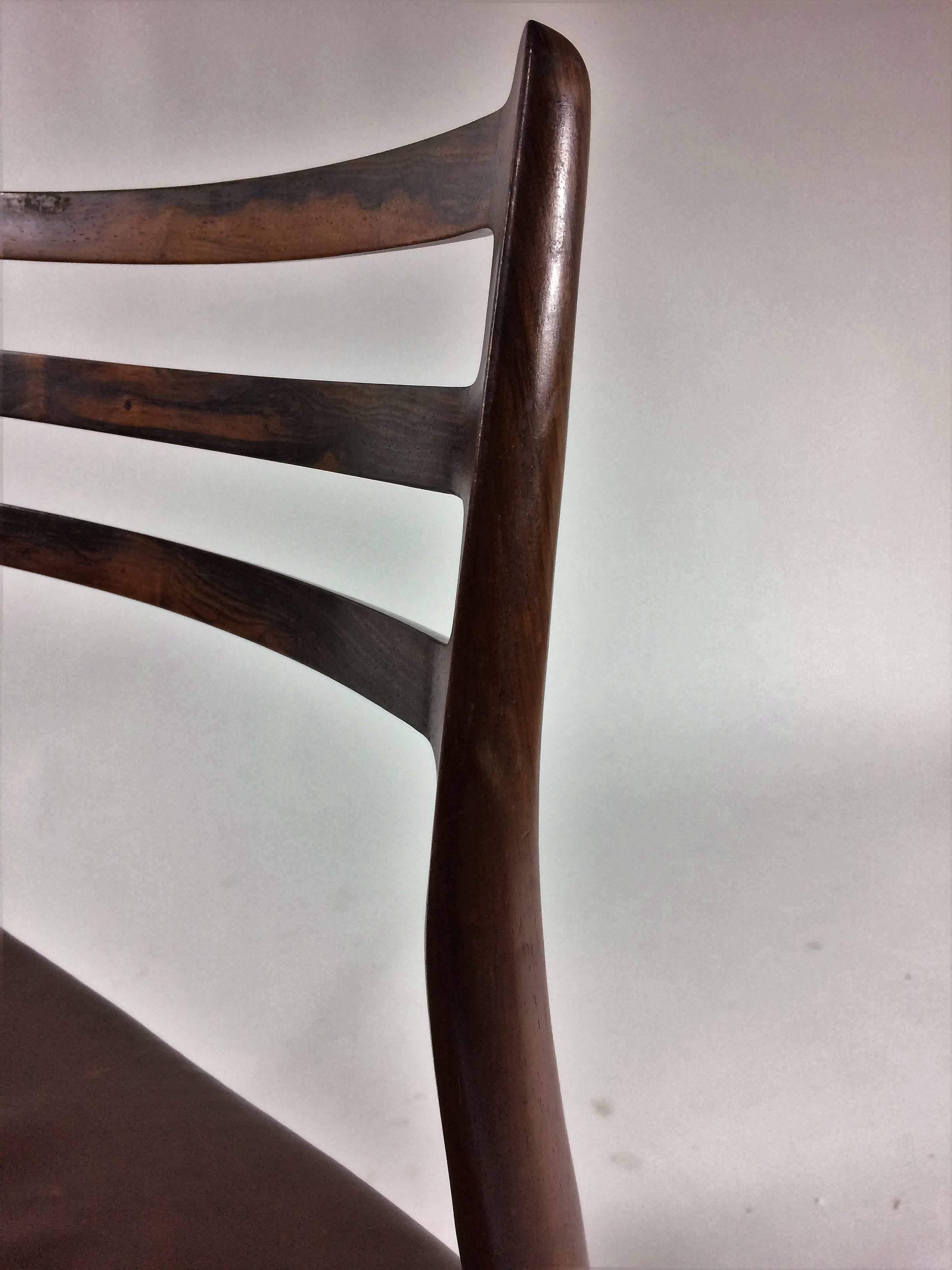 Mid-20th Century 1950s Niels Moller Eight Restored Dining Chairs in Rosewood - Custom Upholstery